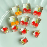 Frozen Cherry Strawberry Pendant Hairpin Earrings DIY Jewelry Accessories