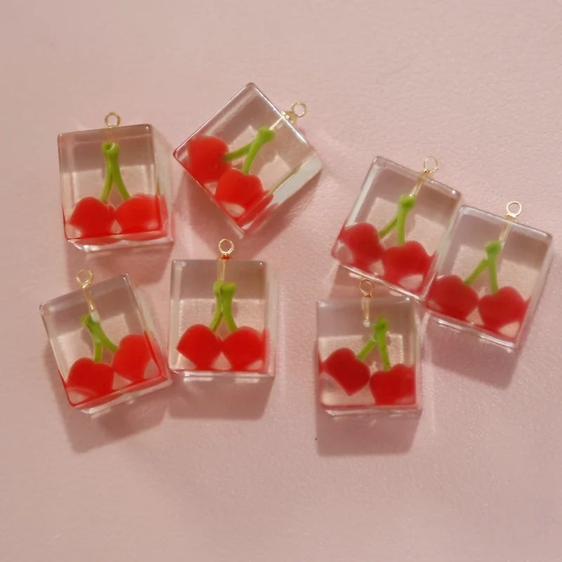 Frozen Cherry Strawberry Pendant Hairpin Earrings DIY Jewelry Accessories