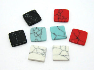 10mm Mixed Flat Turquoise Stone Square Beads