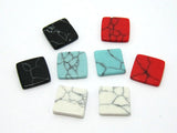 10mm Mixed Flat Turquoise Stone Square Beads