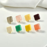 Square Resin Silver Needle DIY Earrings Hand-made Jewelry