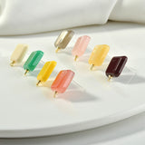 Square Resin Silver Needle DIY Earrings Hand-made Jewelry