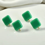 Square Resin Silver Needle DIY Earrings Hand-made Jewelry