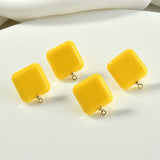 Square Resin Silver Needle DIY Earrings Hand-made Jewelry