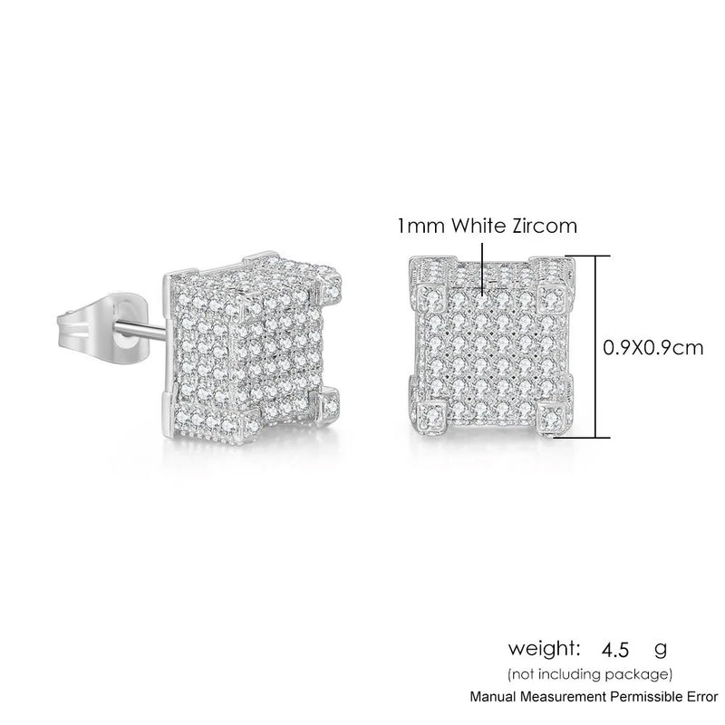 Hip-hop Iced Out Stud Earrings for Men Women