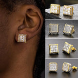 Hip-hop Iced Out Stud Earrings for Men Women