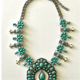 Squash Blossom Turquoise Bib Necklace Southwestern Jewelry Boho