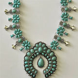 Squash Blossom Turquoise Bib Necklace Southwestern Jewelry Boho