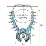 Squash Blossom Turquoise Bib Necklace Southwestern Jewelry Boho