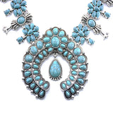 Squash Blossom Turquoise Bib Necklace Southwestern Jewelry Boho