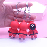 Squid Game Keychain Soldier Triangle Series Mini Doll Figurine Key Ring