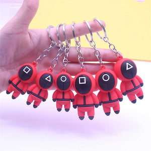 Squid Game Keychain Soldier Triangle Series Mini Doll Figurine Key Ring