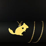 Squirrel Charm Chinchilla Necklace Steel Animal Jewelry