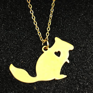 Squirrel Charm Chinchilla Necklace Steel Animal Jewelry