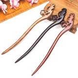 Squirrel Carved Wood Hair Stick Pin for Women