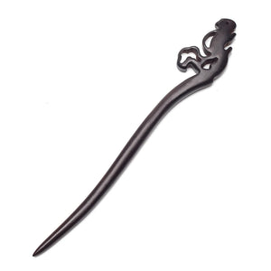Squirrel Carved Wood Hair Stick Pin for Women