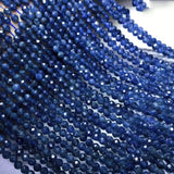 Sri Lankan Sapphire Natural Gemstone Bead 4mm 3mm Faceted Round 15inch