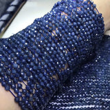 Sri Lankan Sapphire Natural Gemstone Bead 4mm 3mm Faceted Round 15inch