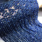 Sri Lankan Sapphire Natural Gemstone Bead 4mm 3mm Faceted Round 15inch