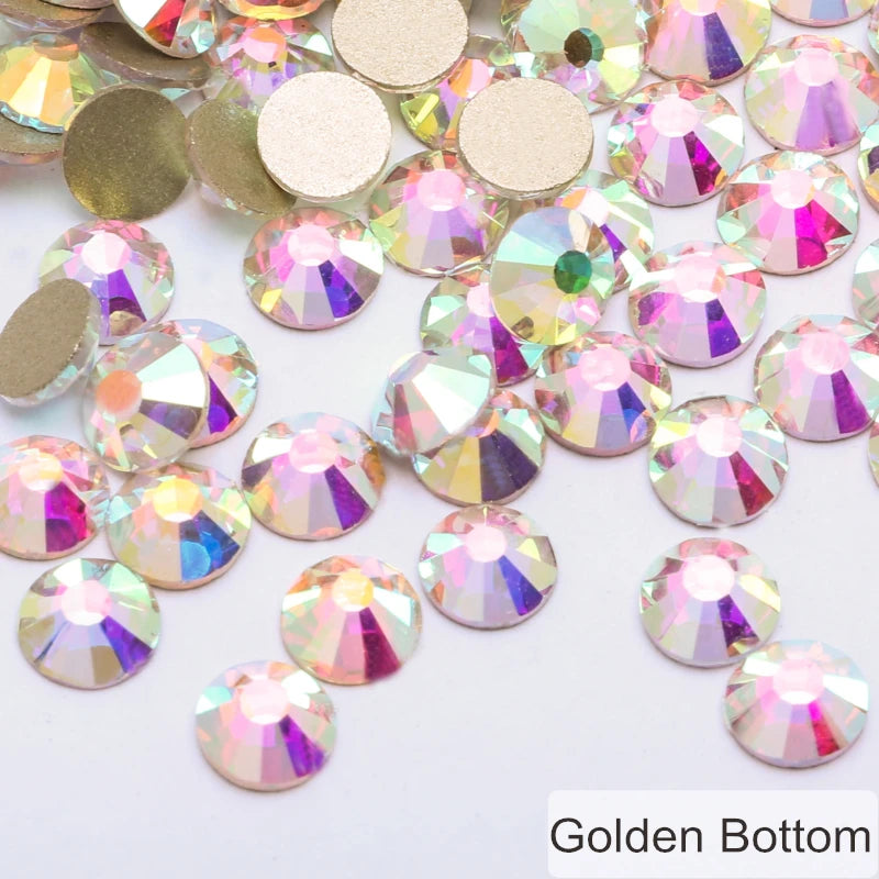 SS3-SS30 Golden AB Nail Glass Strass for Nail Decor