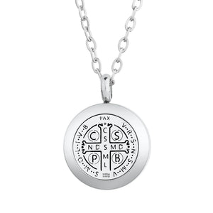 St. Benedict Necklace Stainless Steel Essential Oil Diffuser Locket
