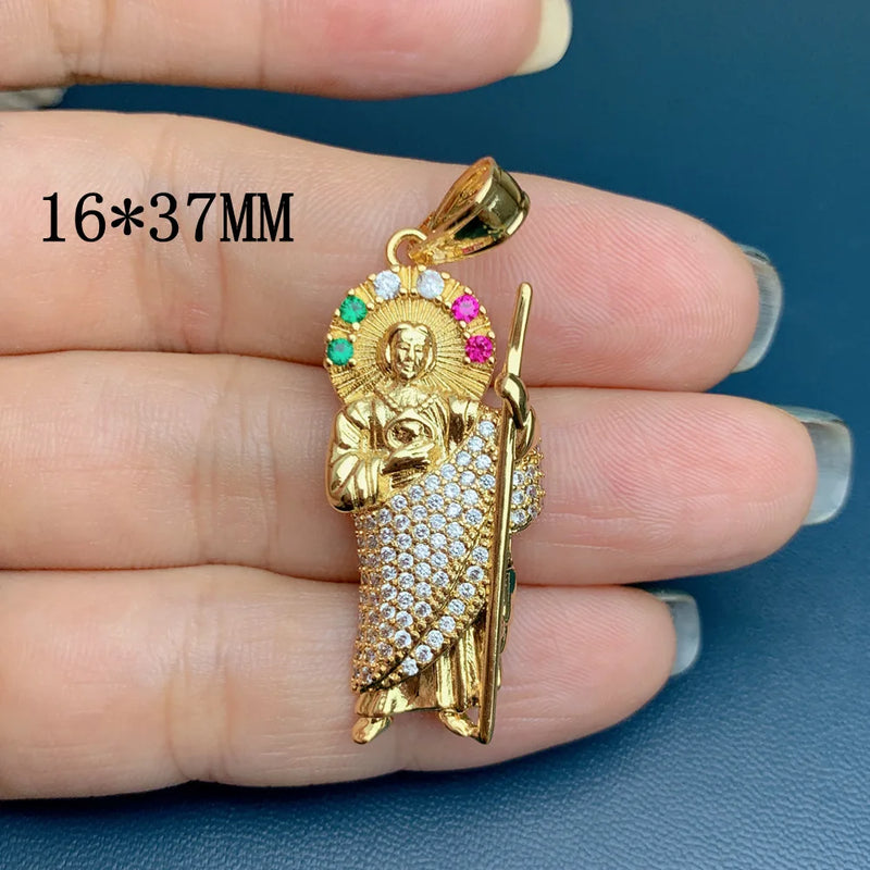 St. Jude's Necklace Pendant Copper Zircon DIY Accessory