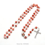 St Rita Red Rosary 8 mm Round Acrylic Bead Necklace for Women