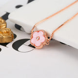 Stainless Steel Rose Gold Plate Leaf Petal Flower Pendant Bracelet Adjustable
