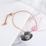 Stainless Steel Rose Gold Plate Leaf Petal Flower Pendant Bracelet Adjustable