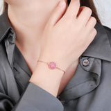 Stainless Steel Rose Gold Plate Leaf Petal Flower Pendant Bracelet Adjustable
