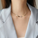 Small Heart Choker Necklace for Women Titanium Steel Tiny Heart