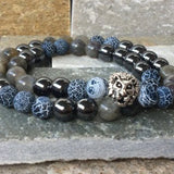 Hematite Labradorite A-gate Bracelet Set for Men