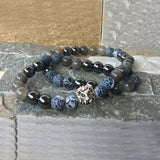 Hematite Labradorite A-gate Bracelet Set for Men