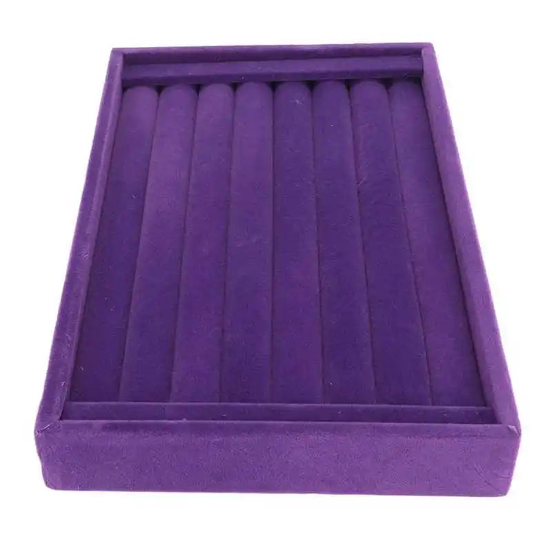 Purple Velvet Ring Organizer Stackable Jewelry Tray