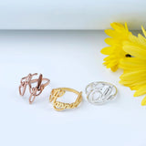 Stackable Personalized Name Rings Stainless Steel Couple Nameplate Finger Rings