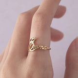Stackable Personalized Name Rings Stainless Steel Couple Nameplate Finger Rings