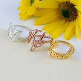 Stackable Personalized Name Rings Stainless Steel Couple Nameplate Finger Rings