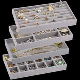 Stackable Velvet Jewelry Box Drawer Storage Display Tray Drawer Jewelry Holder