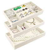 Stackable Velvet Jewelry Trays Organizer Set