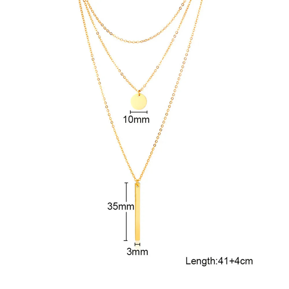 Layered Necklaces for Women Stainless Steel Pendants