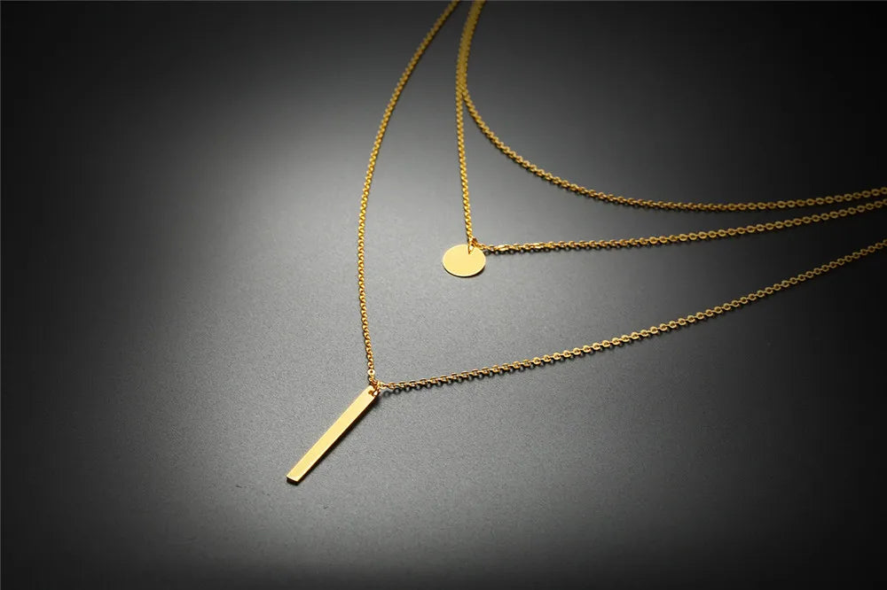 Layered Necklaces for Women Stainless Steel Pendants