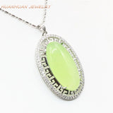 Green Natural Stone Jade Pendant 24x42mm Charm Necklace