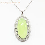 Green Natural Stone Jade Pendant 24x42mm Charm Necklace