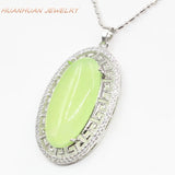 Green Natural Stone Jade Pendant 24x42mm Charm Necklace