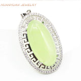 Green Natural Stone Jade Pendant 24x42mm Charm Necklace