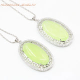 Green Natural Stone Jade Pendant 24x42mm Charm Necklace