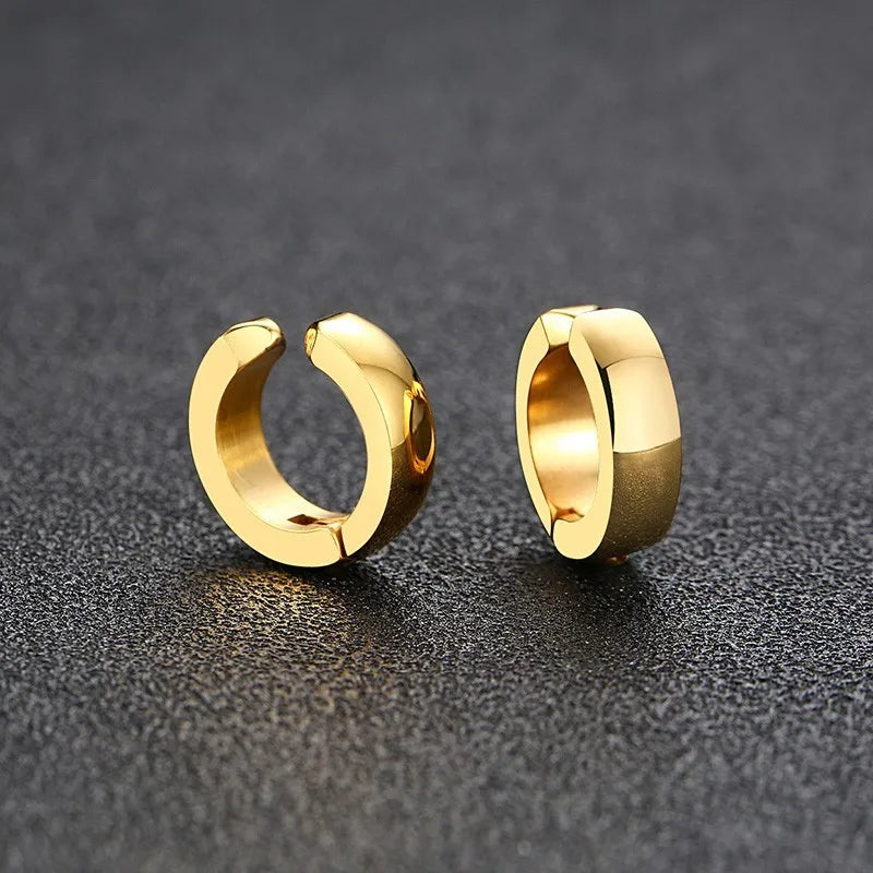 Stainless Steel Clip Earrings Men Ear Cuff Unisex Punk Hip Jewelry