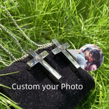 Stainless Cross Photo Projection Necklace with Custom Picture