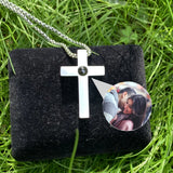 Stainless Cross Photo Projection Necklace with Custom Picture