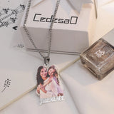 Personalized Stainless Photo Necklace with Nameplate Pendant